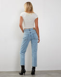 Image of Mid Rise Straight Leg Jeans in Bleach Denim