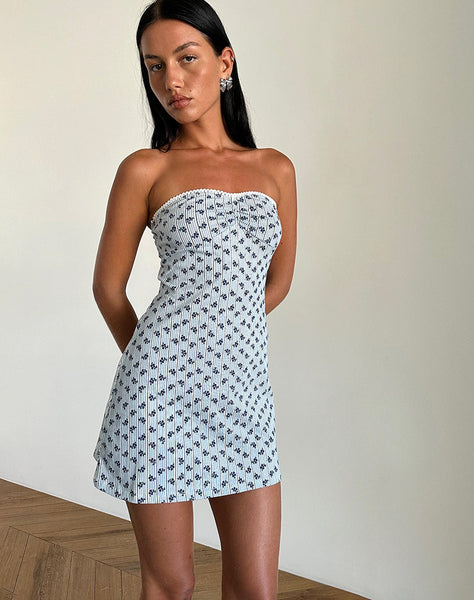 image of Javaya Bandeau Mini Dress in Floral Stripe