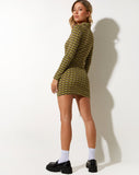 image of Javiera Mini Dress in Chevron Green