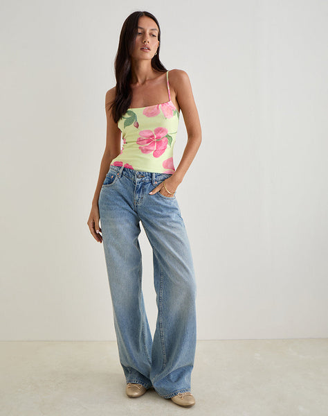 Image of Jefita Cami Top in Watercolour Hibiscus Yellow