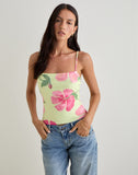 Image of Jefita Cami Top in Watercolour Hibiscus Yellow