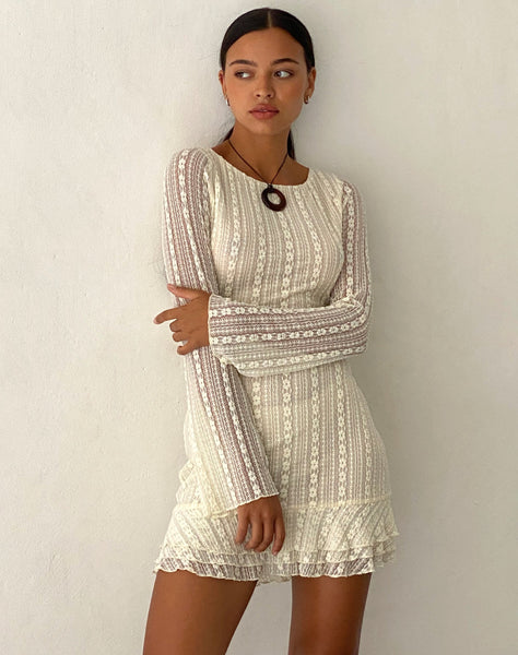 Image of Jeilani Open Back Lace Mini Dress in Cream