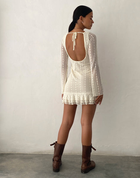 Image of Jeilani Open Back Lace Mini Dress in Cream