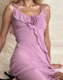 Image of Jenani Rosette Ruffle Midi Dress in Light Plum