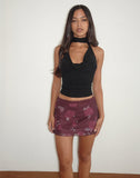 Image of Jeor Mini Skirt in Blooming Rose Burgundy