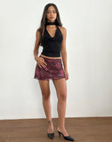 Image of Jeor Mini Skirt in Blooming Rose Burgundy