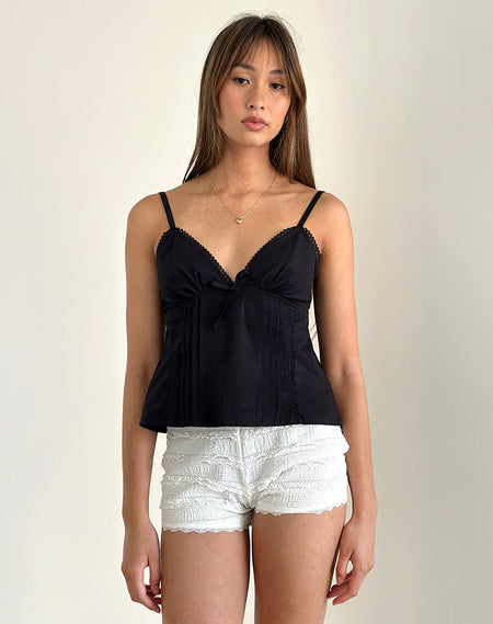 Barula Cami Top in Mesh Black