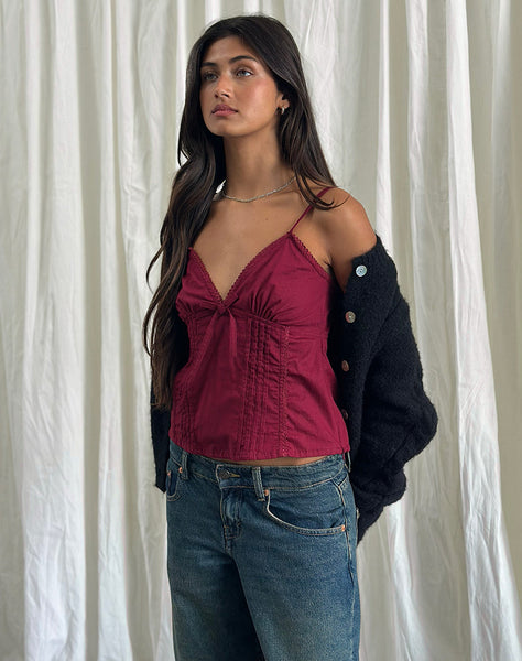 Image of Jepuni Cami Top in Burgundy