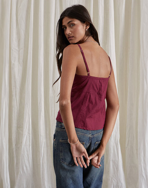 Image of Jepuni Cami Top in Burgundy