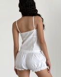 Image of Picu Frill Hem Shorts in Poplin White