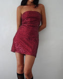 Image of Jeriah Bandeau Mini Dress in Drape Sequin Maroon