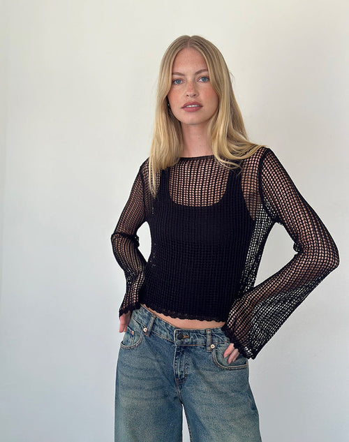 Image of Jessamyn Open Knit Jumper in Black