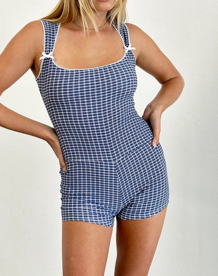 Vishata Top in Mini Gingham Dark Blue