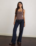 Image of Jinalo Sweetheart Top in Brown with Small Cream Polka Prints