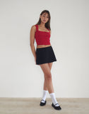 Image of Jinila Top In Adrenaline Red With Lace Trim And Bow