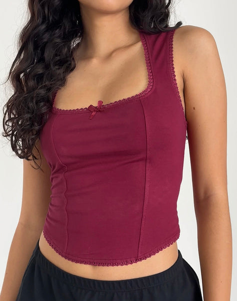 Image of Jinisa Corset Top in Burgundy