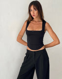 Image of Jinisa Corset Top in Black Sateen