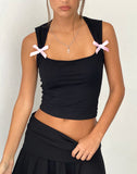 Image of Jiniso Crop top in Black with Pink Bows