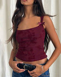 Image of Jiniso Vest Top in Botanical Flower Flock Maroon