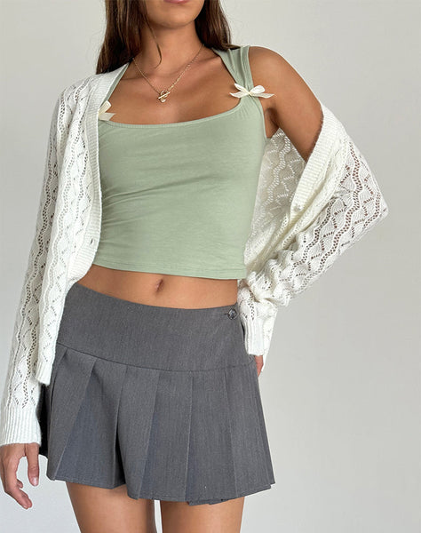 Image of Jiniso Crop Top in Sage with Ivory Bows