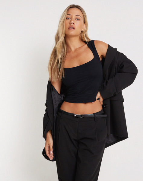 Image of Jinsu Crop Top in Lycra Black