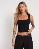 Image of Jinsu Crop Top in Lycra Black