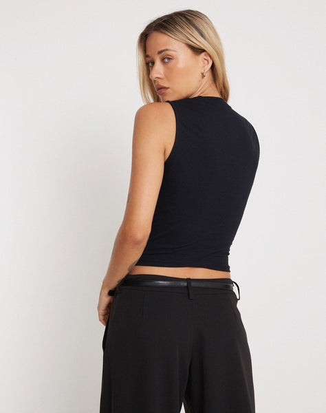 Image of Jinsu Crop Top in Lycra Black