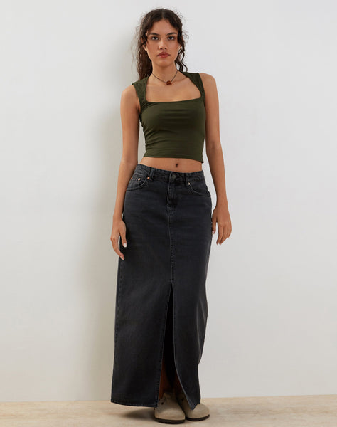 Image of Jinsu Crop Top in Lycra Olive