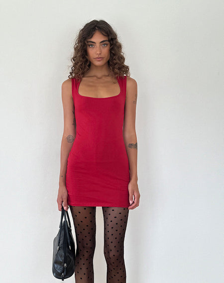 Leshiana Mini Dress in Poplin Adrenaline Red