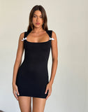 Image of Jinsuni Mini Dress in Black with White Bows