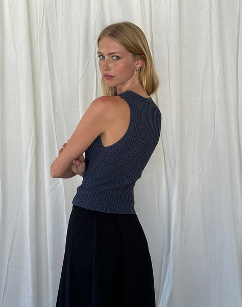 Image of Jiselle Knitted Tank Top in Dark Charcoal