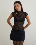 Image of Jiwon Keyhole Top in Polka Lace Black