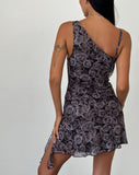 Image of Joanna Asymmetric Mini Dress in Autumn Rose Print