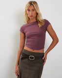 Image of Jojes Dipped Hem Tee in Cotton Hemp Mauve