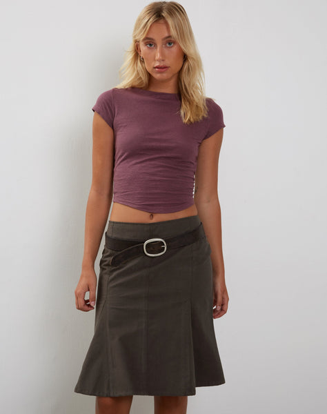 Image of Jojes Dipped Hem Tee in Cotton Hemp Mauve