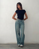 image of Low Rise Parallel Jeans in Vintage Blue Green