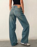 image of Low Rise Parallel Jeans in Vintage Blue Green