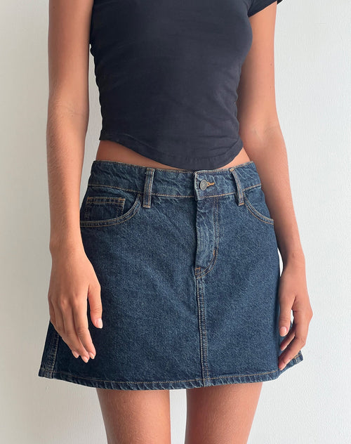 Image of Mini A-Line Skirt in Denim Indigo