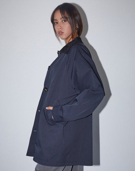 Image of Izora Short Trench Coat in Navy