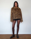 Image of Joji Crop Faux Fur Jacket in Brown Leopard