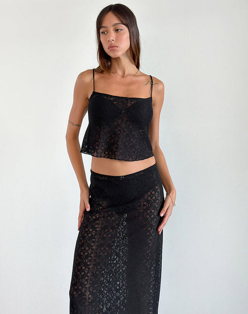 Image of Jolan Cami Top in Black Clover Lace