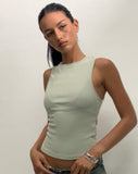 Image of Jordin High Neck Jersey Top in Ribbed Mint