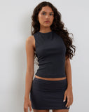 Image of Jordin High Neck Jersey Top in Ribbed Ocean Storm