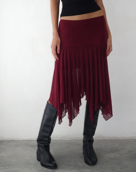 Helga Waterfall Mini Skirt in Sequin Burgundy