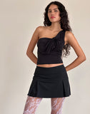 Image of Jovie One Shoulder Slinky Bow Top in Black