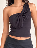 Image of Jovie One Shoulder Slinky Bow Top in Black