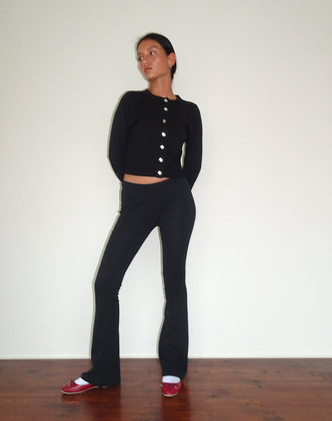 Image of Joxiel Soft Rib Flared Trouser in Black