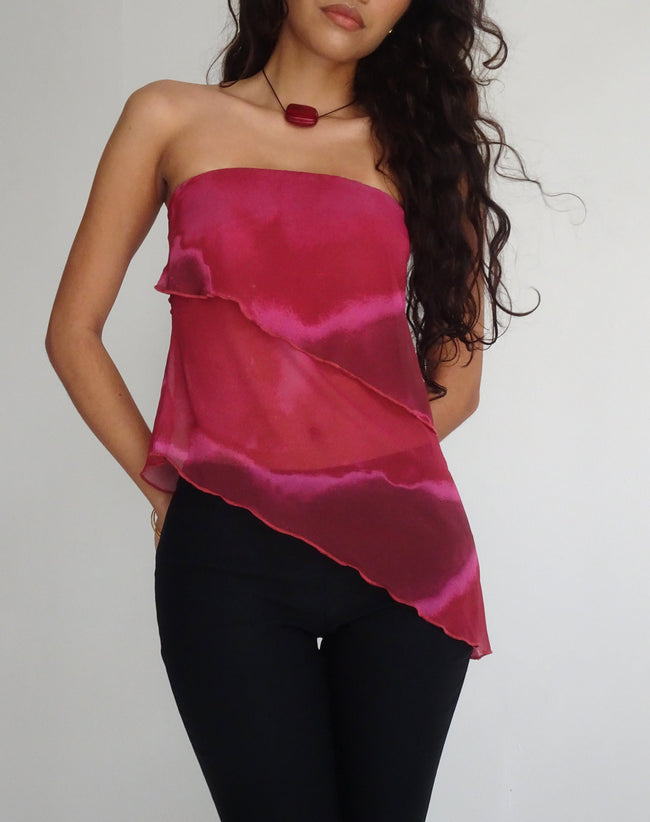 Image of Joyce Longline Waterfall Tube Top in Plum Watercolour