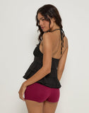 Image of Juanita Frill Halter Neck Top in Black