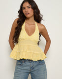 Image of Juanita Frill Halterneck Top in Yellow